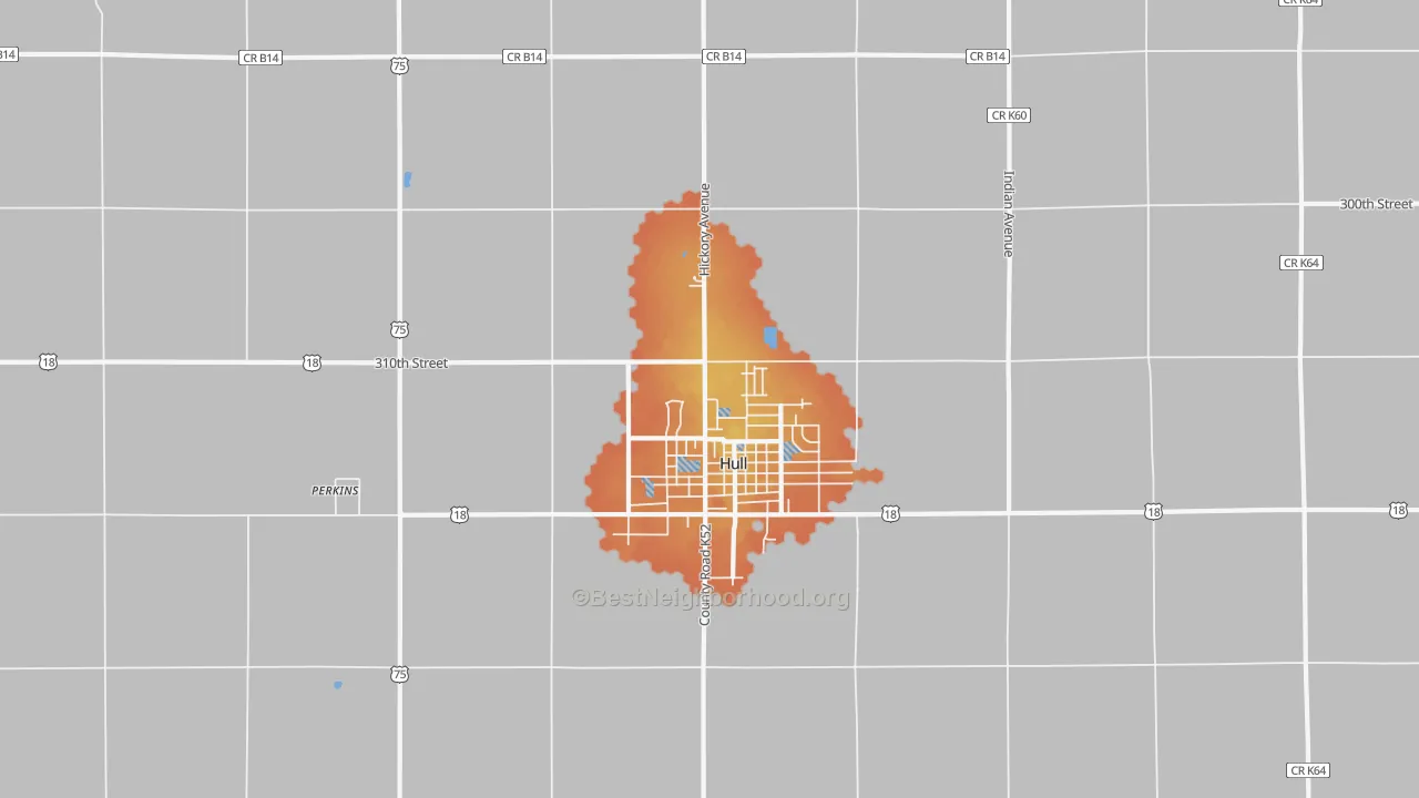 Bike Grade map of Hull, IA