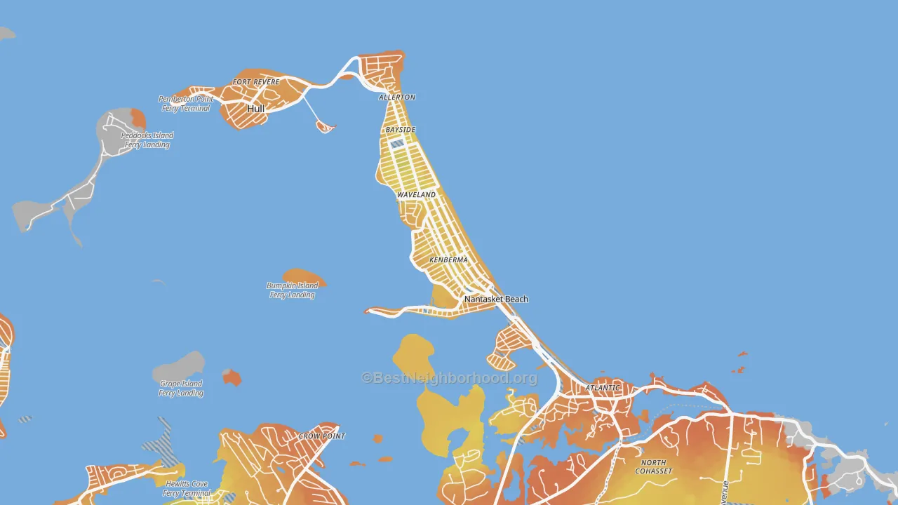 Bike Grade map of Hull, MA