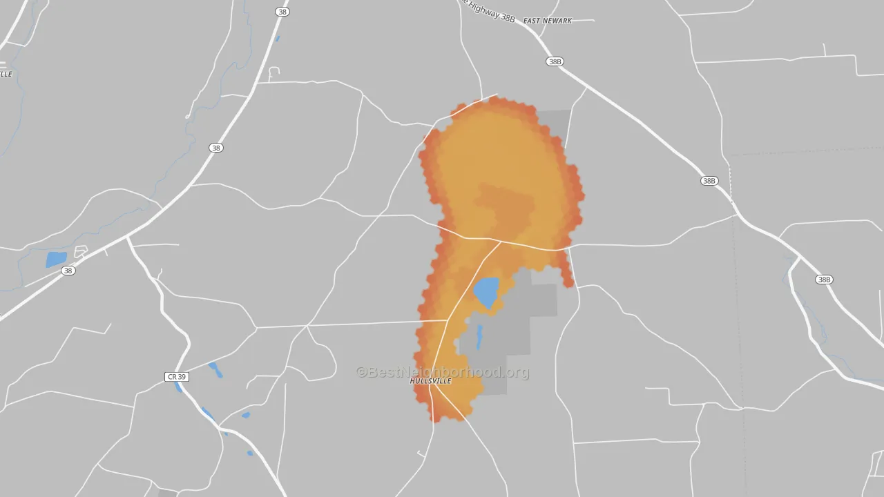 Bike Grade map of Hullsville, NY