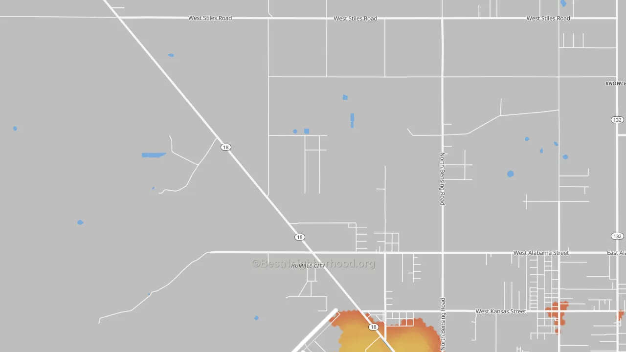 Bike Grade map of Humble City, NM