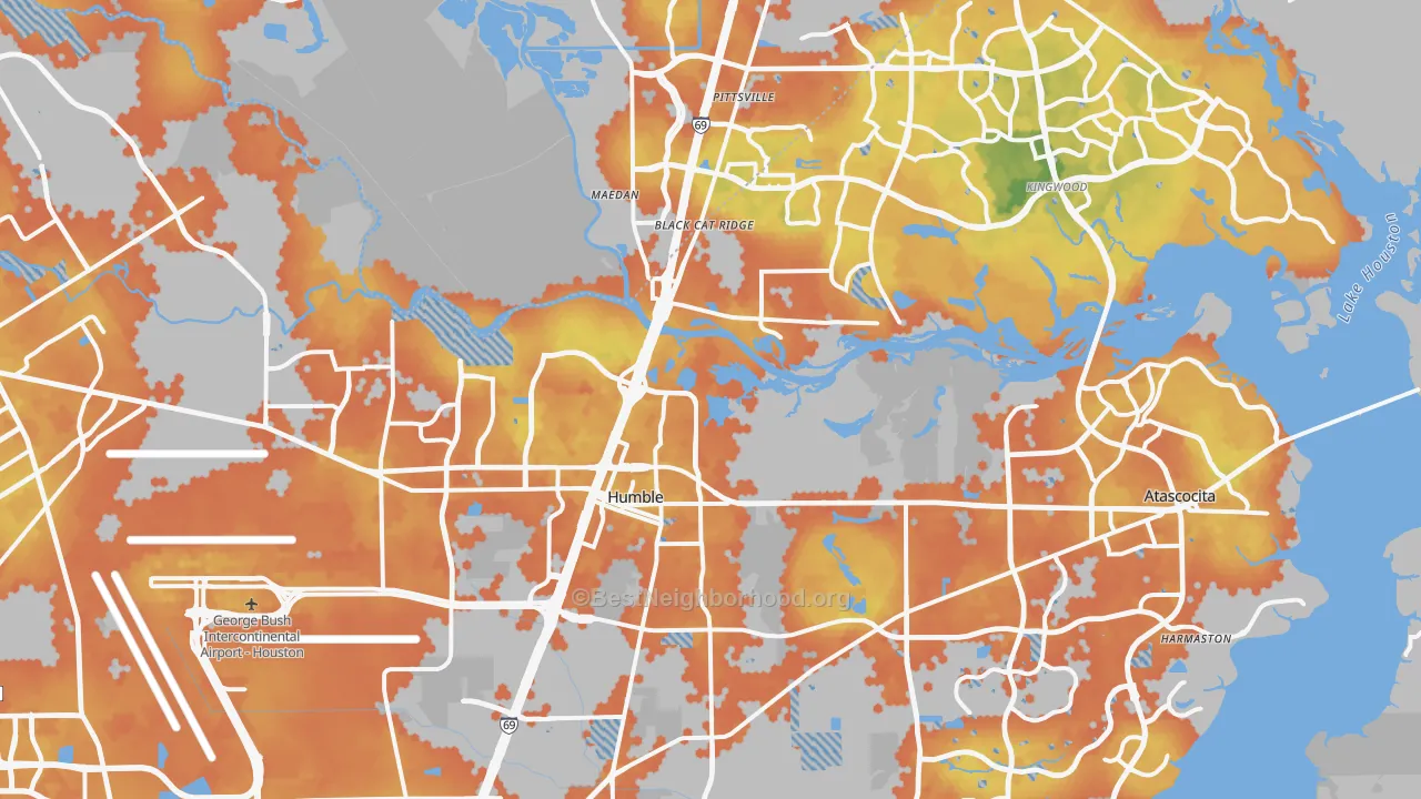 Bike Grade map of Humble, TX