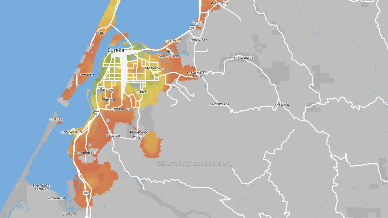 Bike Grade map of Humboldt County, CA