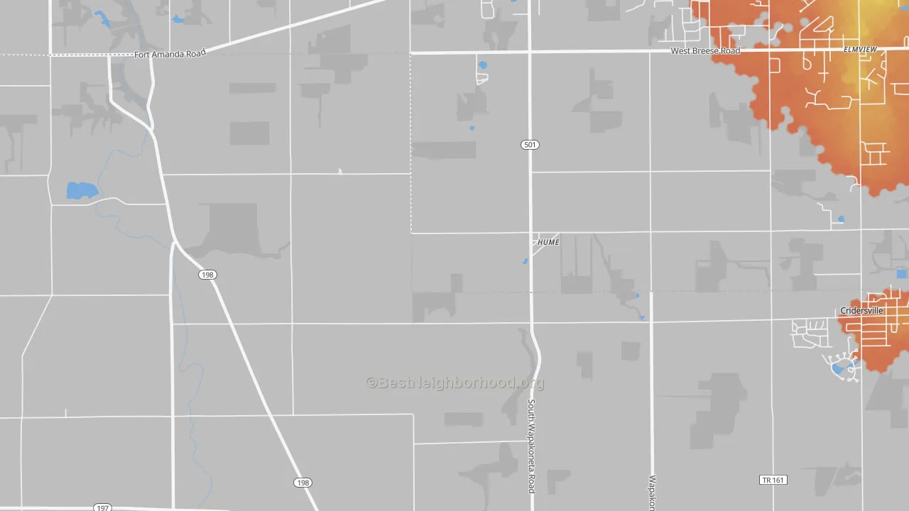 Bike Grade map of Hume, OH