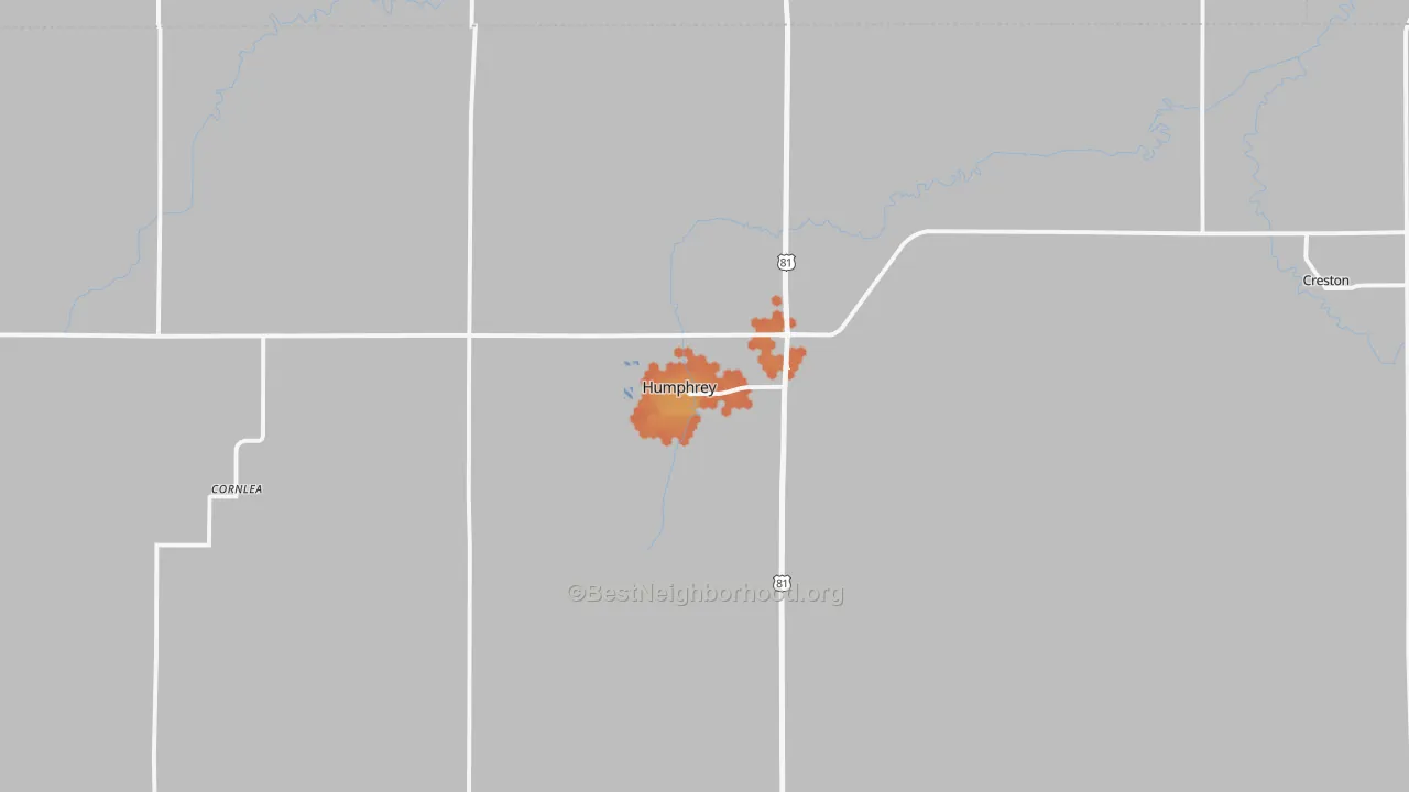 Bike Grade map of Humphrey, NE