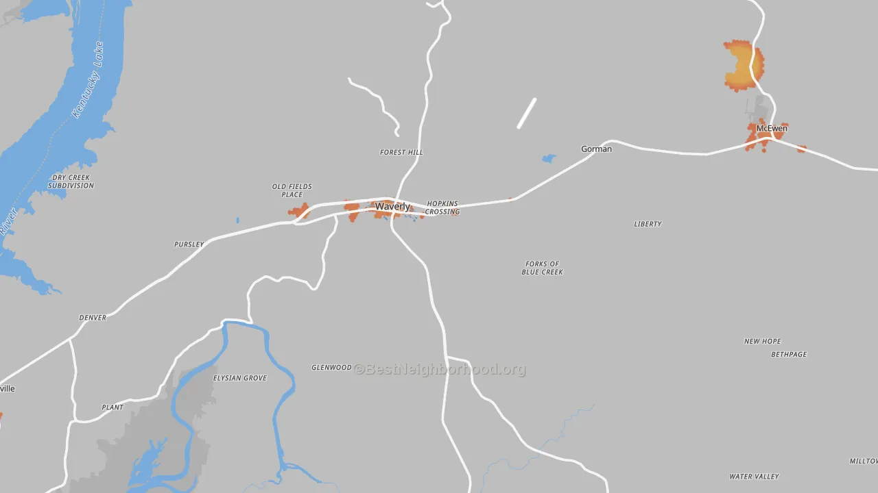 Bike Grade map of Humphreys County, TN