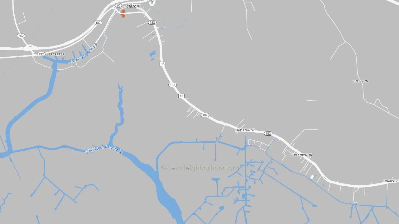 Bike Grade map of Humphreys, LA
