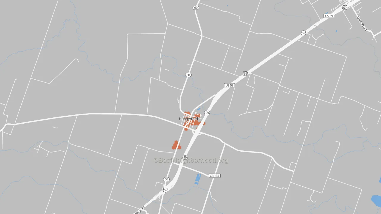 Bike Grade map of Hungerford, TX