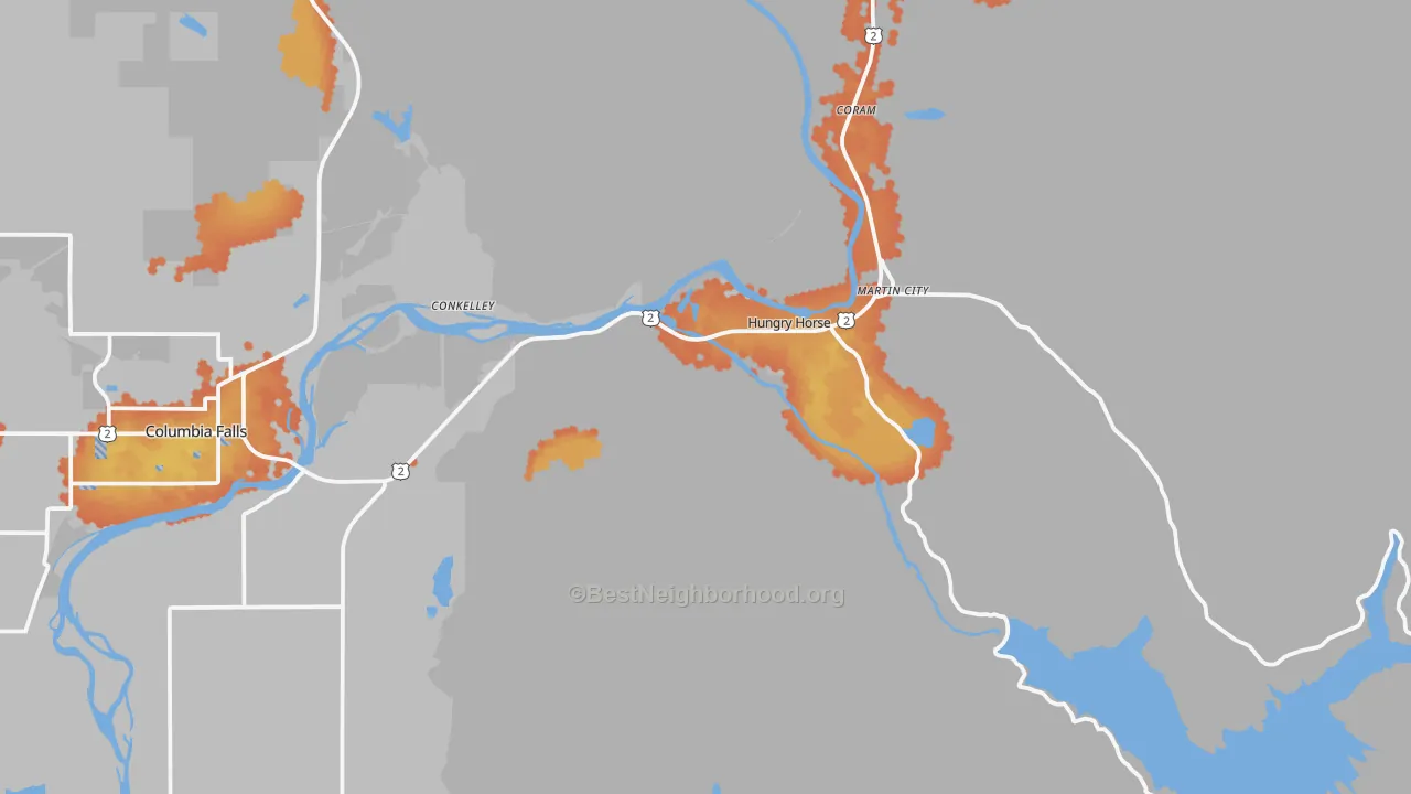 Bike Grade map of Hungry Horse, MT
