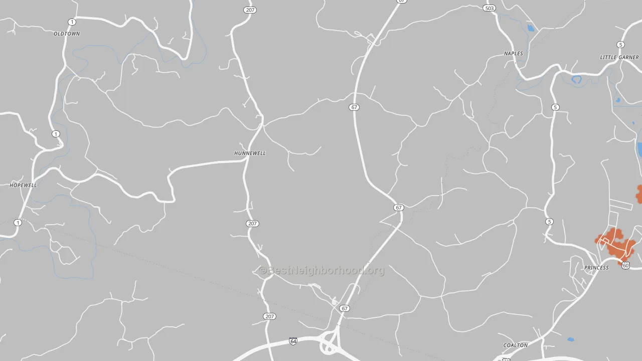 Bike Grade map of Hunnewell, KY