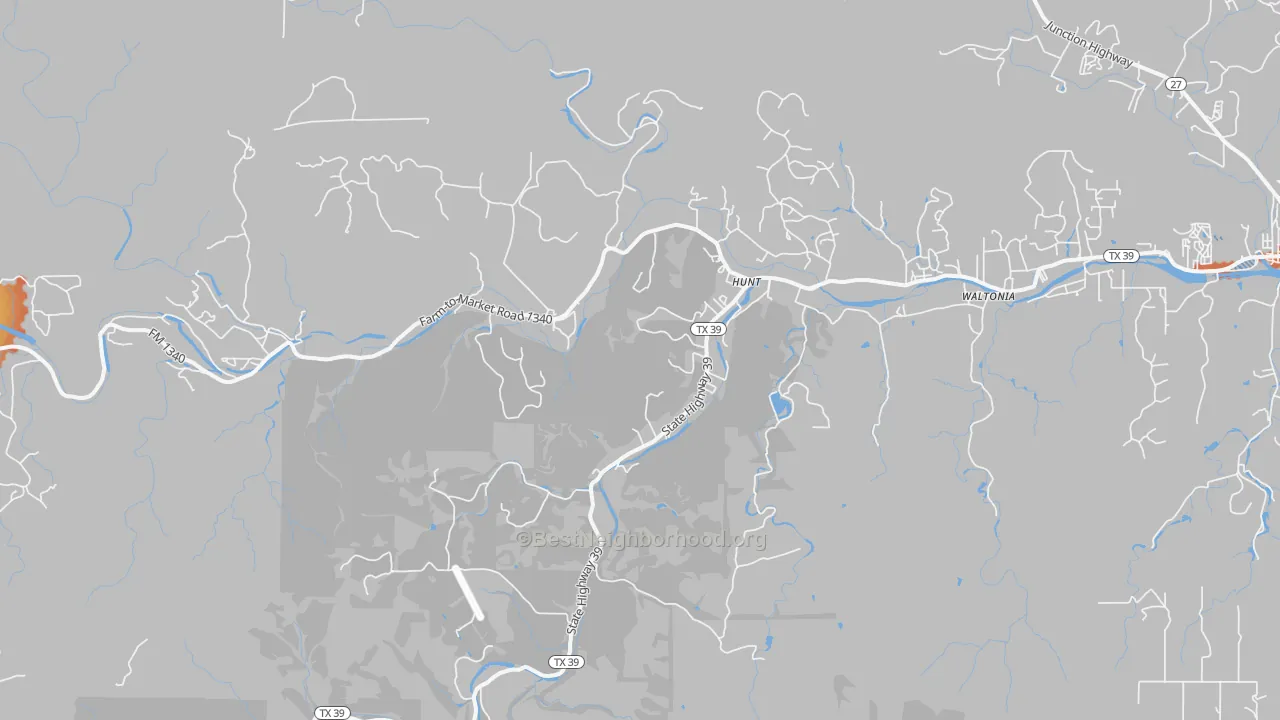 Bike Grade map of Hunt, TX