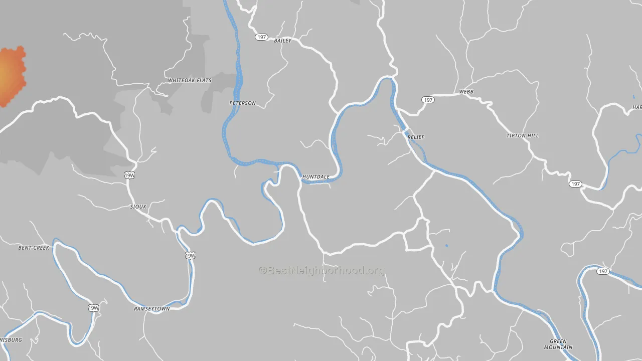 Bike Grade map of Huntdale, NC