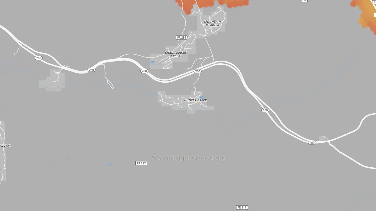 Bike Grade map of Hunter Creek, AZ