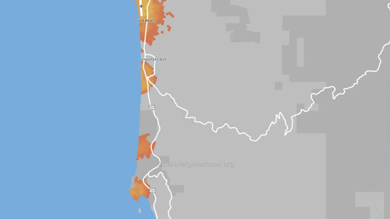 Bike Grade map of Hunter Creek, OR