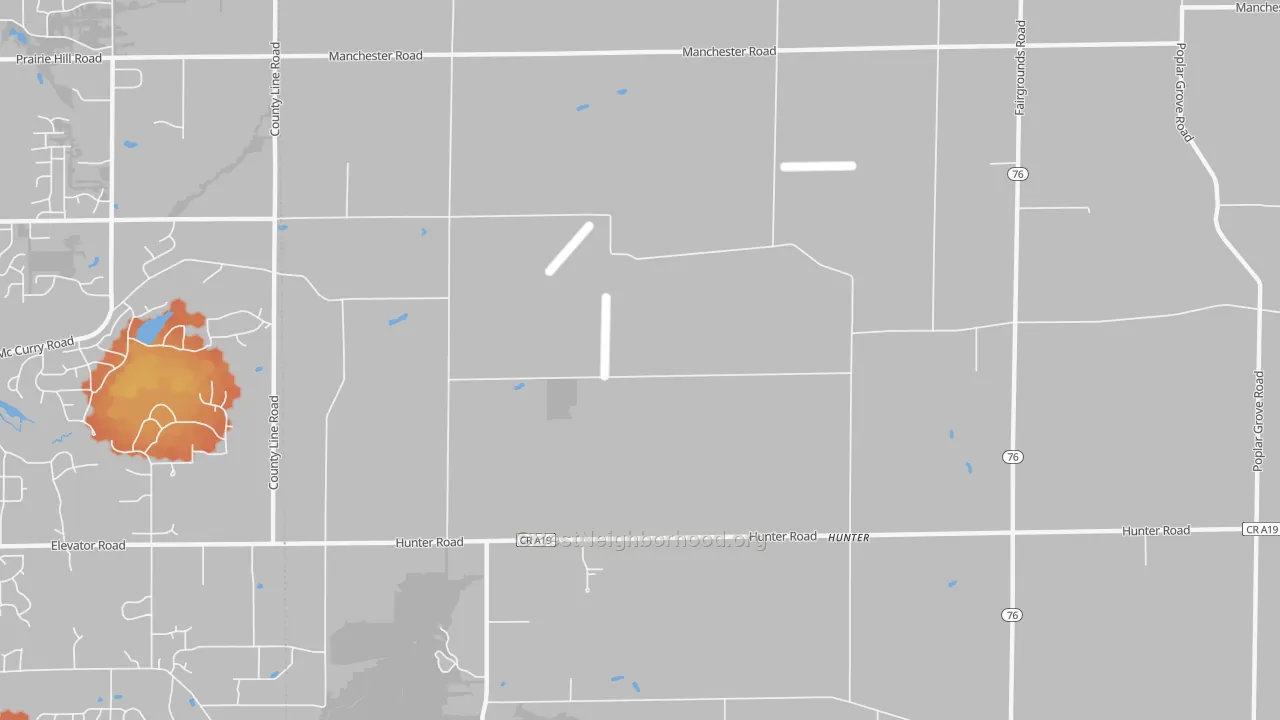 Bike Grade map of Hunter, IL