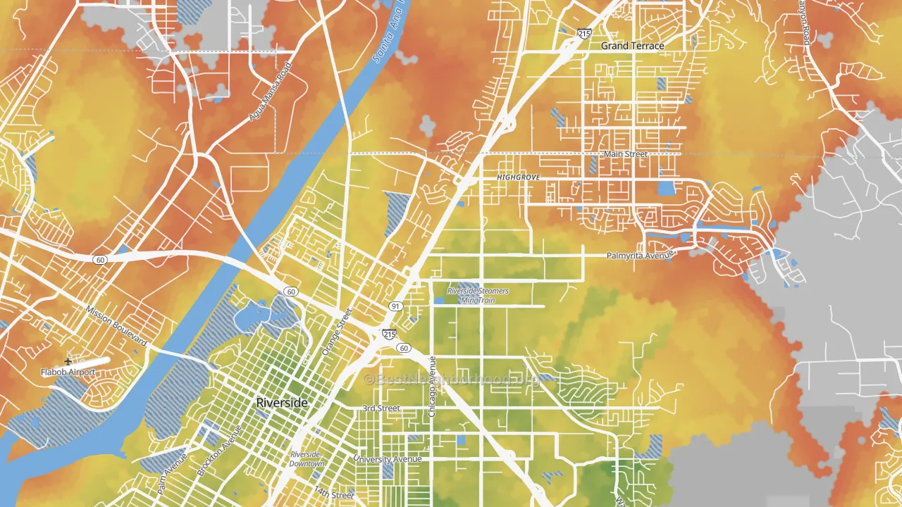 Bike Grade map of Hunter Industrial Park, Riverside, CA