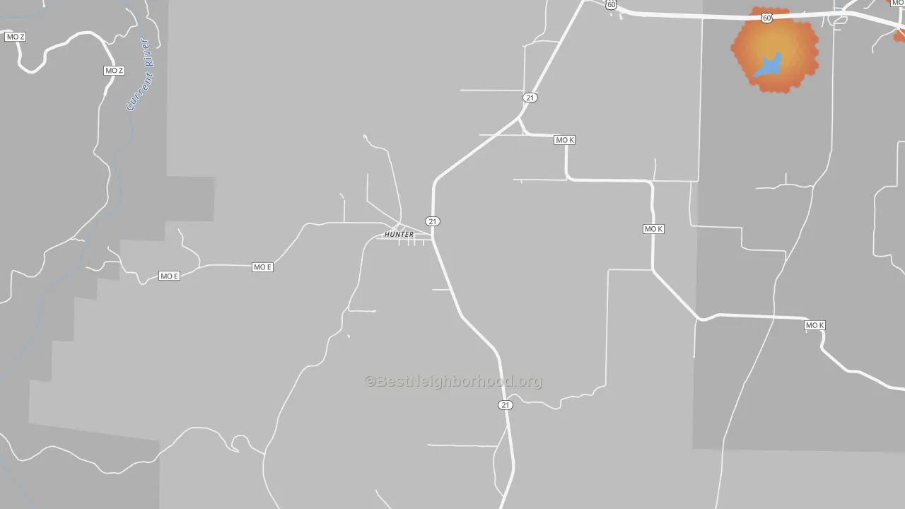 Bike Grade map of Hunter, MO