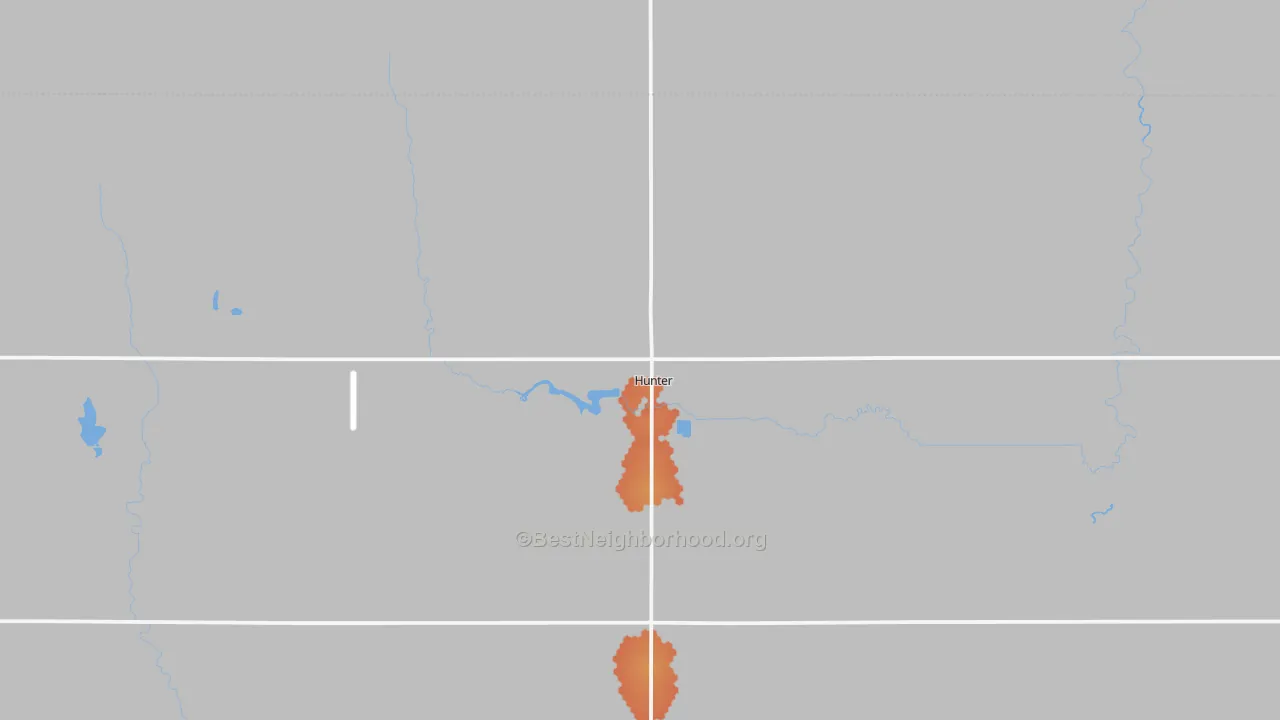 Bike Grade map of Hunter, ND