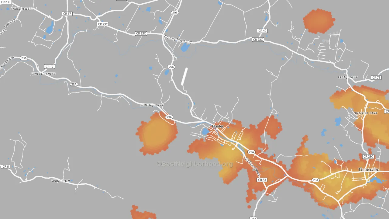 Bike Grade map of Hunter, NY