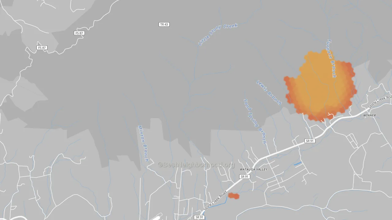 Bike Grade map of Hunter, TN