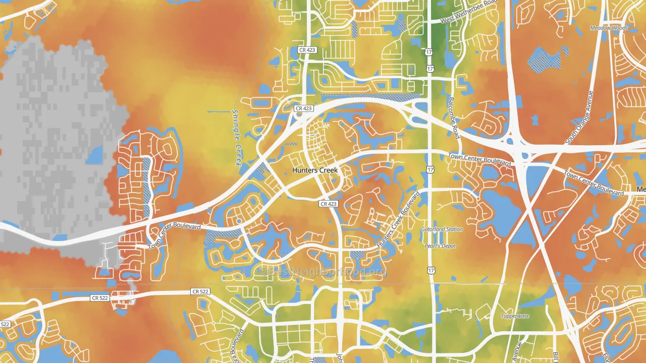 Bike Grade map of Hunters Creek, FL