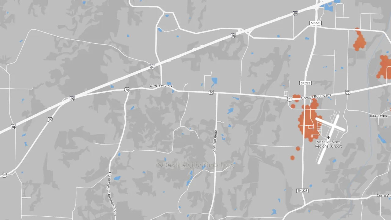 Bike Grade map of Huntersville, TN