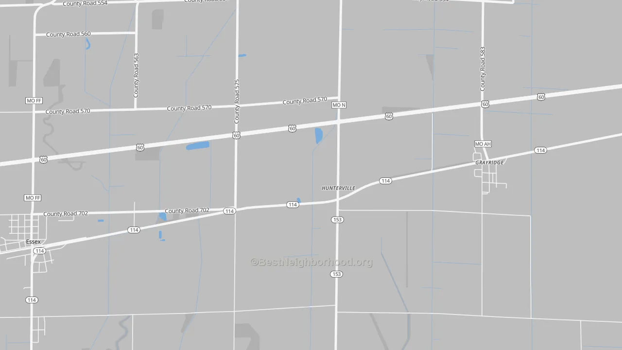 Bike Grade map of Hunterville, MO