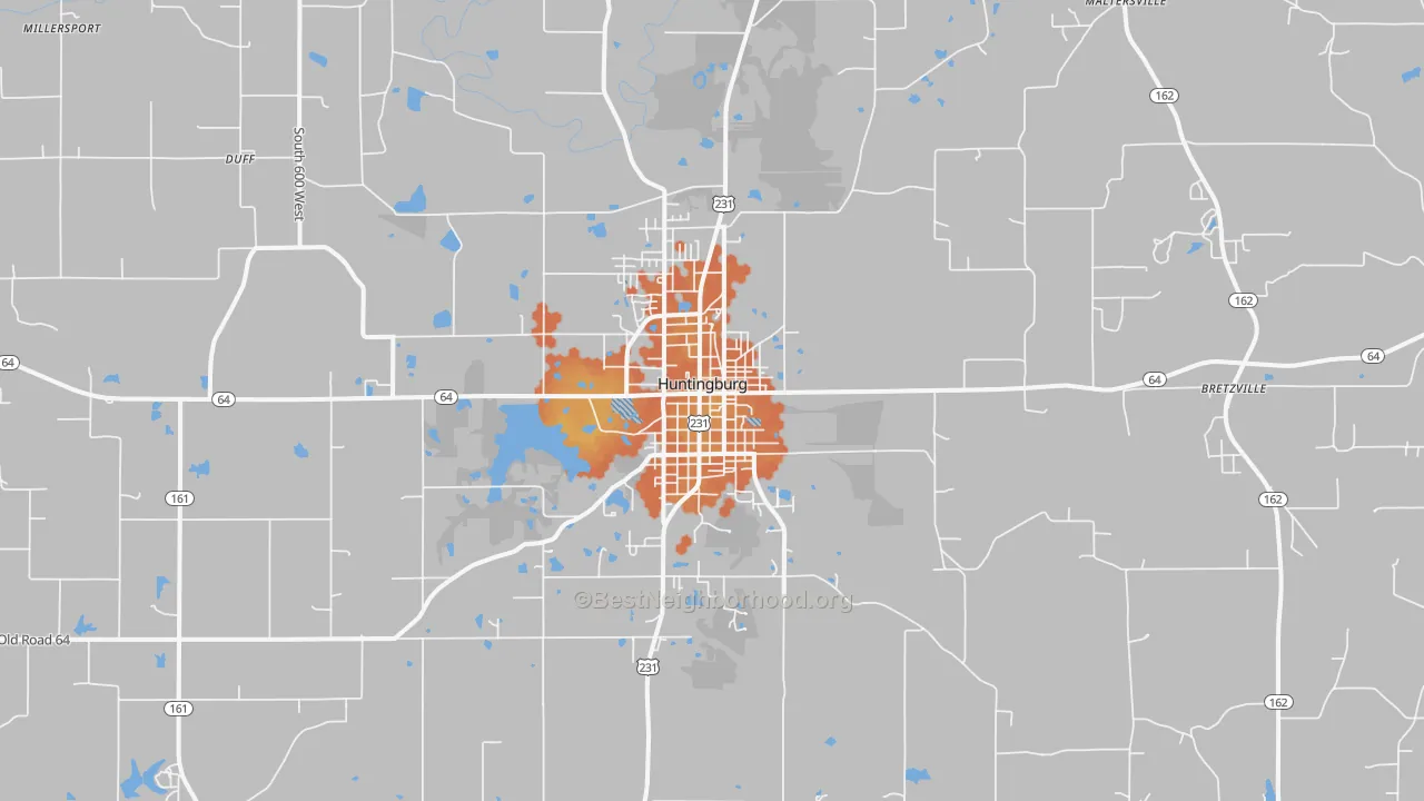 Bike Grade map of Huntingburg, IN