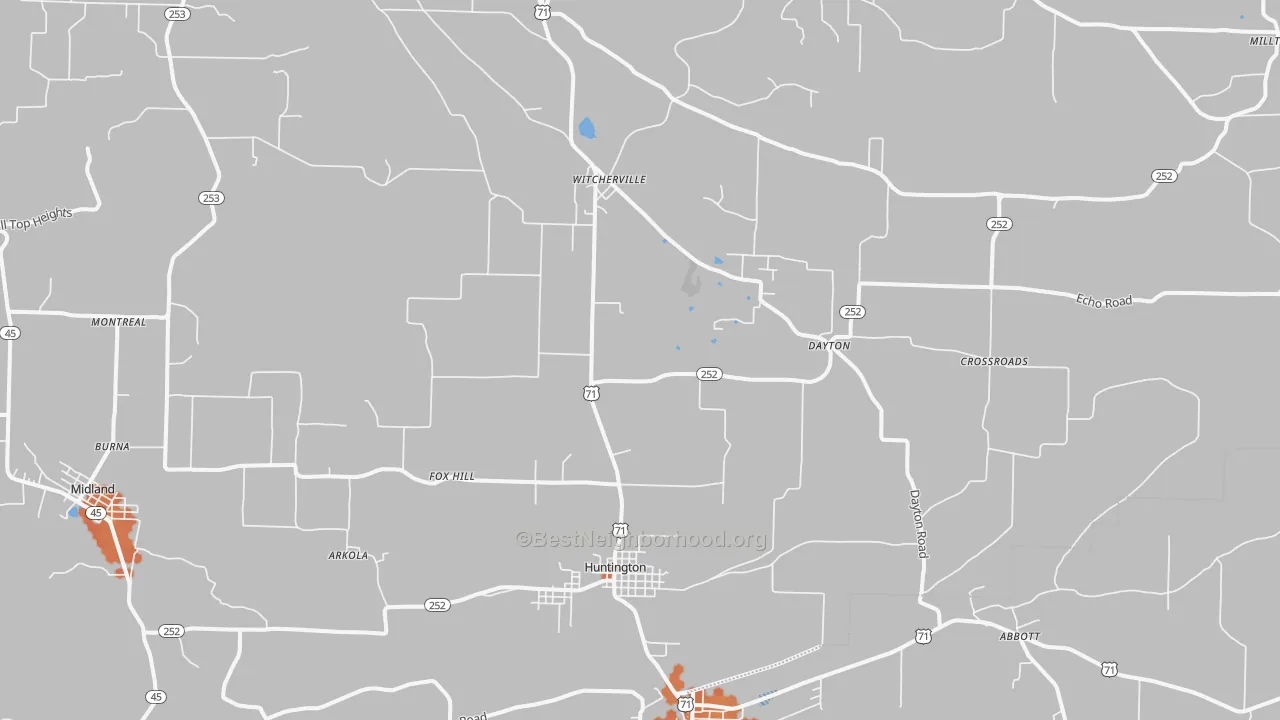 Bike Grade map of Huntington, AR