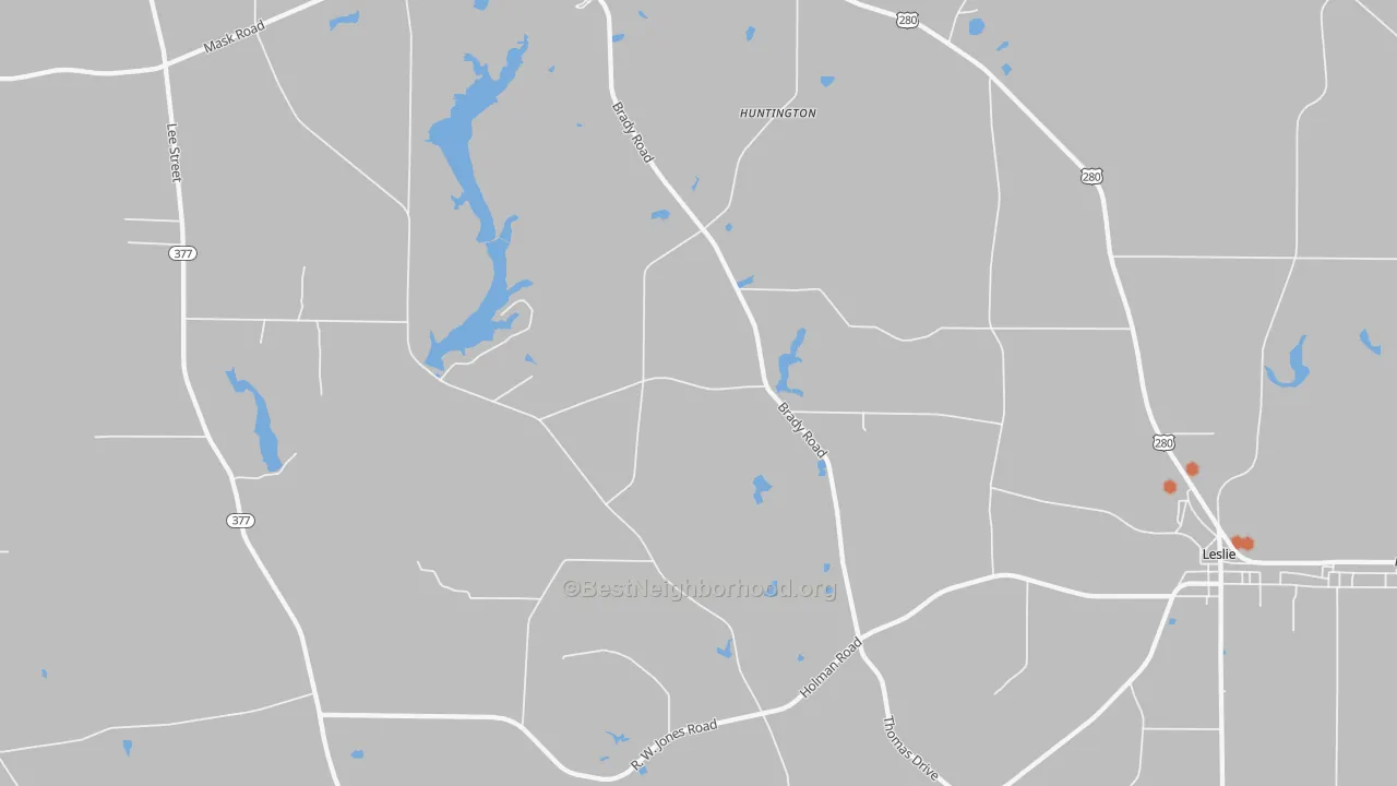 Bike Grade map of Huntington, GA