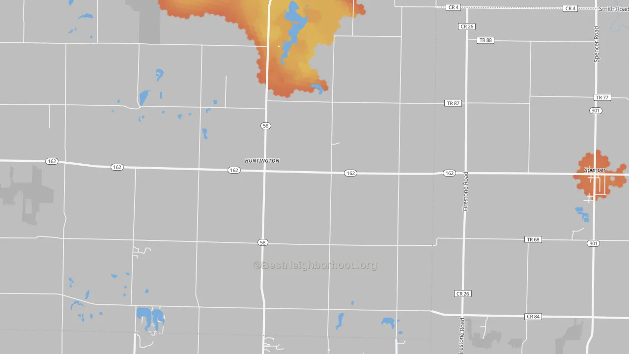 Bike Grade map of Huntington, OH
