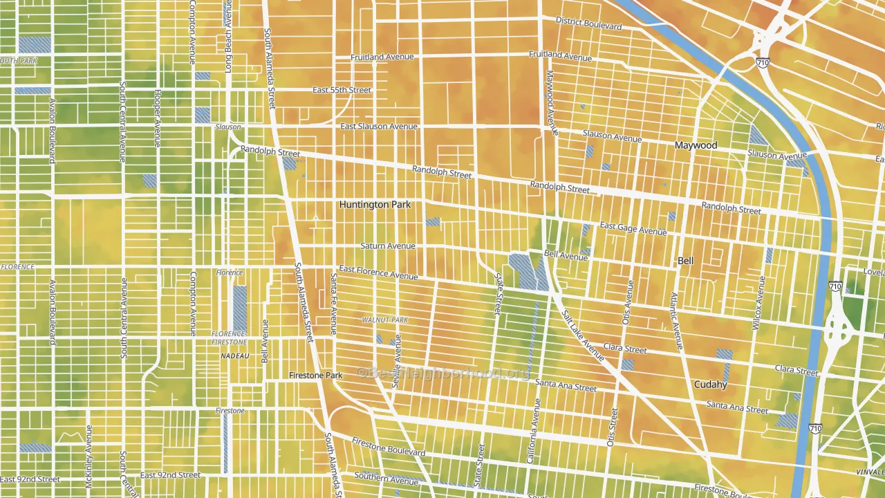 Bike Grade map of Huntington Park, CA