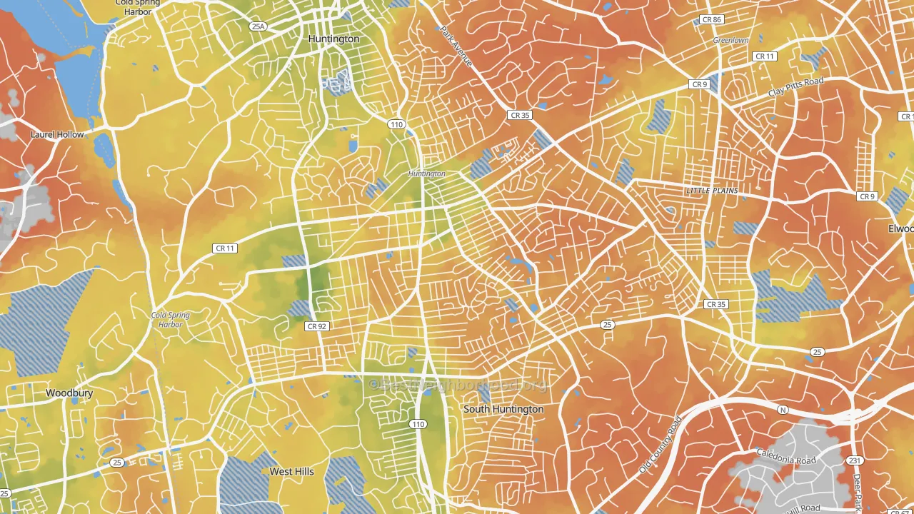 Bike Grade map of Huntington Station, NY