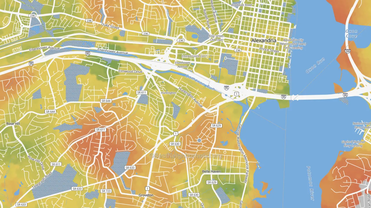 Bike Grade map of Huntington, VA