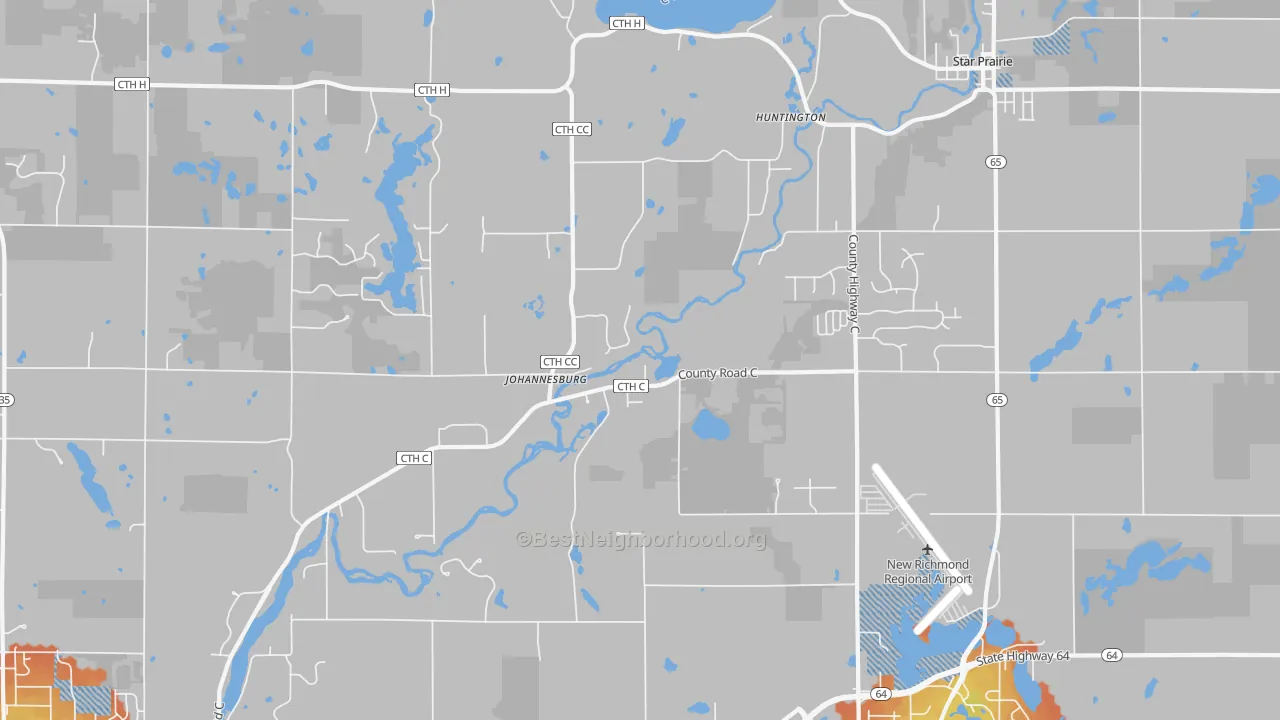 Bike Grade map of Huntington, WI