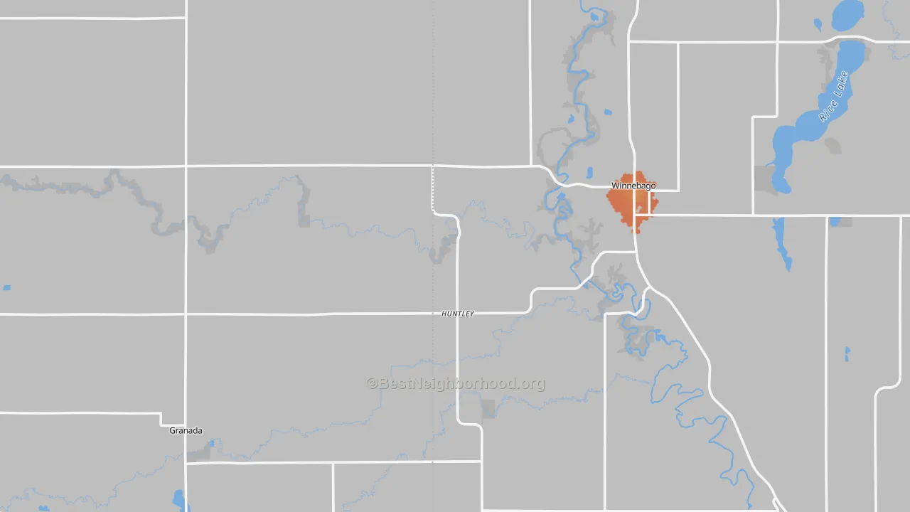 Bike Grade map of Huntley, MN