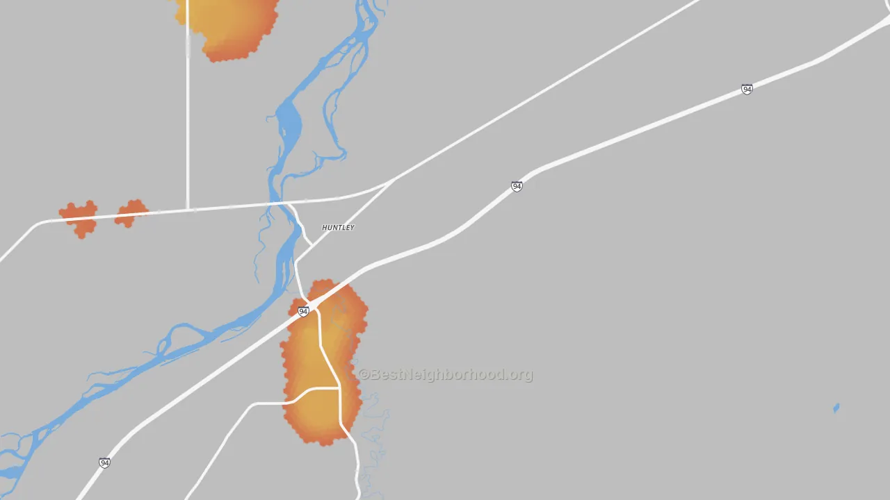 Bike Grade map of Huntley, MT