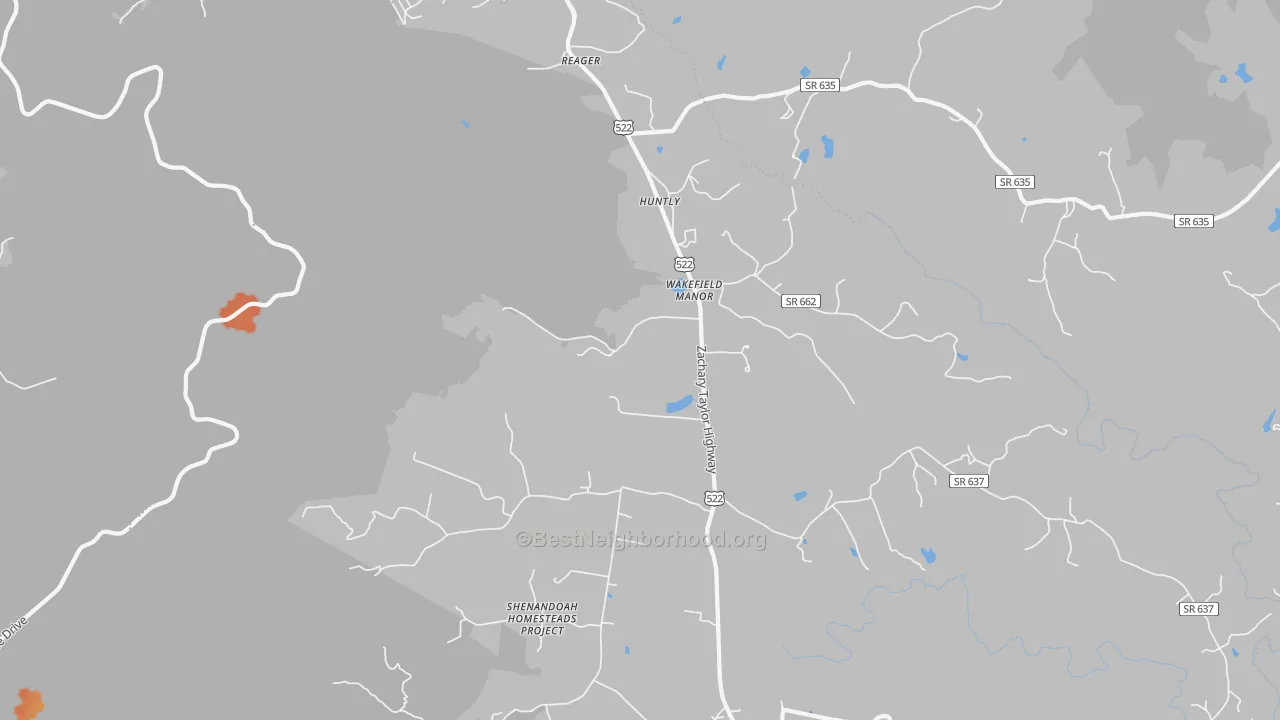Bike Grade map of Huntly, VA