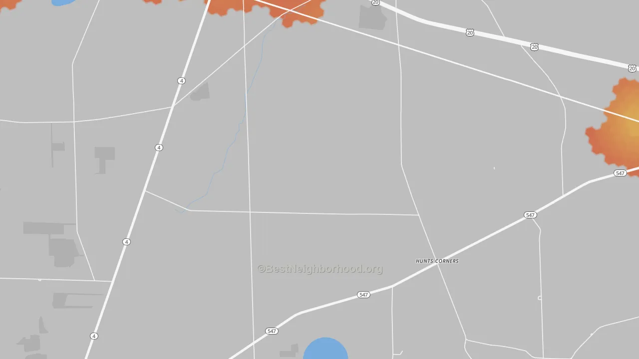 Bike Grade map of Hunts Corner, OH