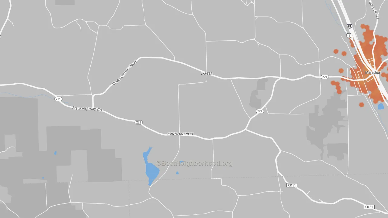 Bike Grade map of Hunts Corners, NY