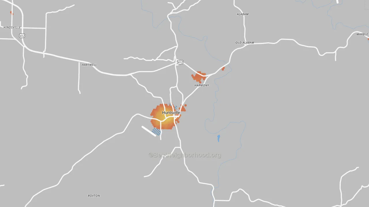 Bike Grade map of Huntsville, AR