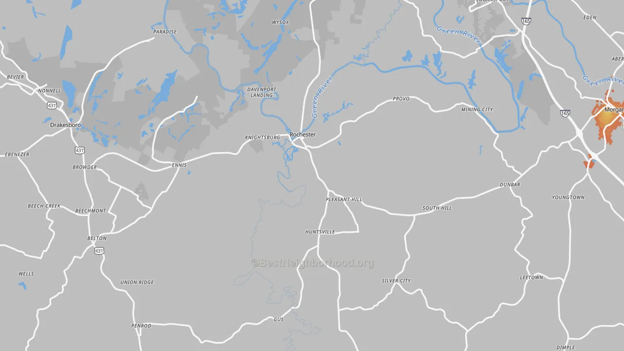 Bike Grade map of Huntsville, KY
