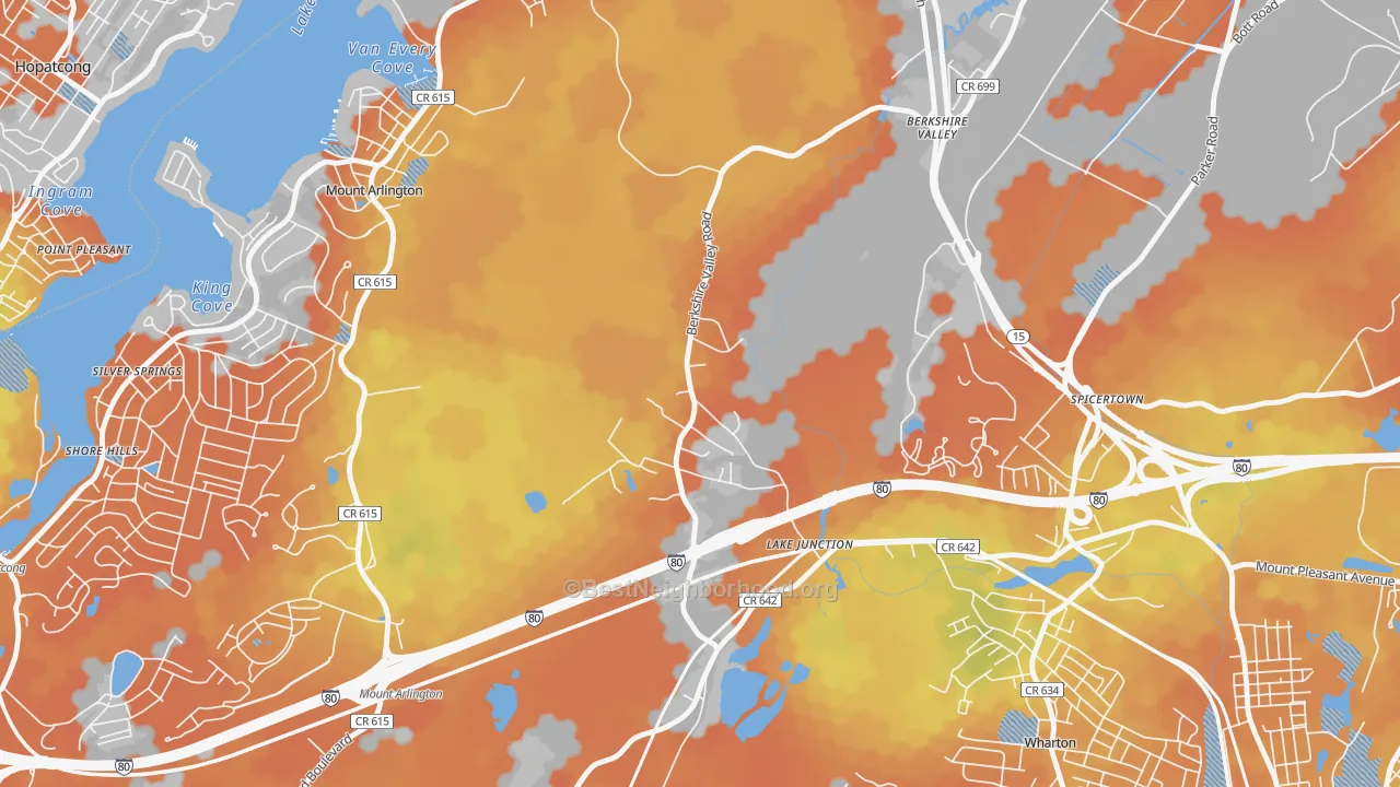 Bike Grade map of Hurdtown, NJ