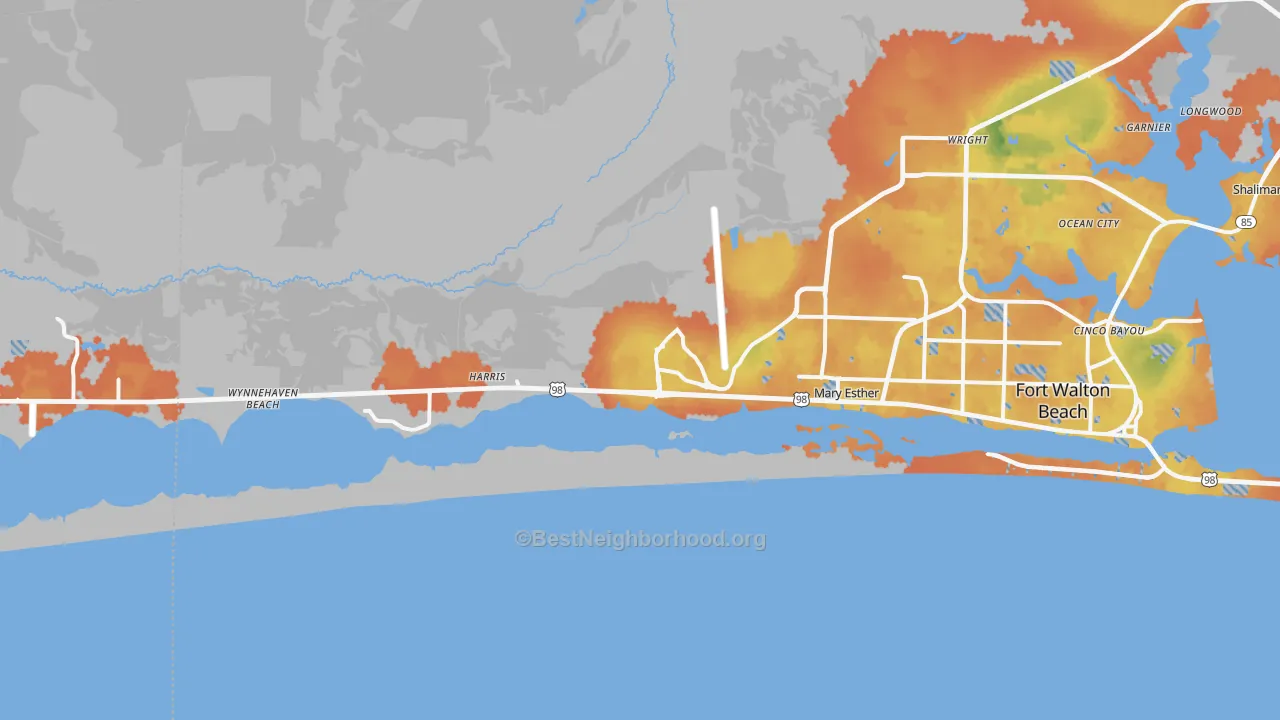 Bike Grade map of Hurlburt Field, FL