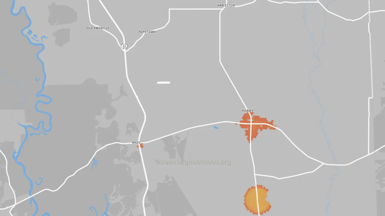 Bike Grade map of Hurley, MS