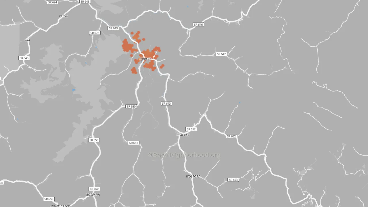 Bike Grade map of Hurley, VA