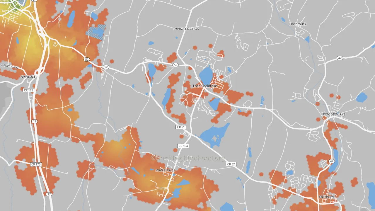 Bike Grade map of Hurleyville, NY