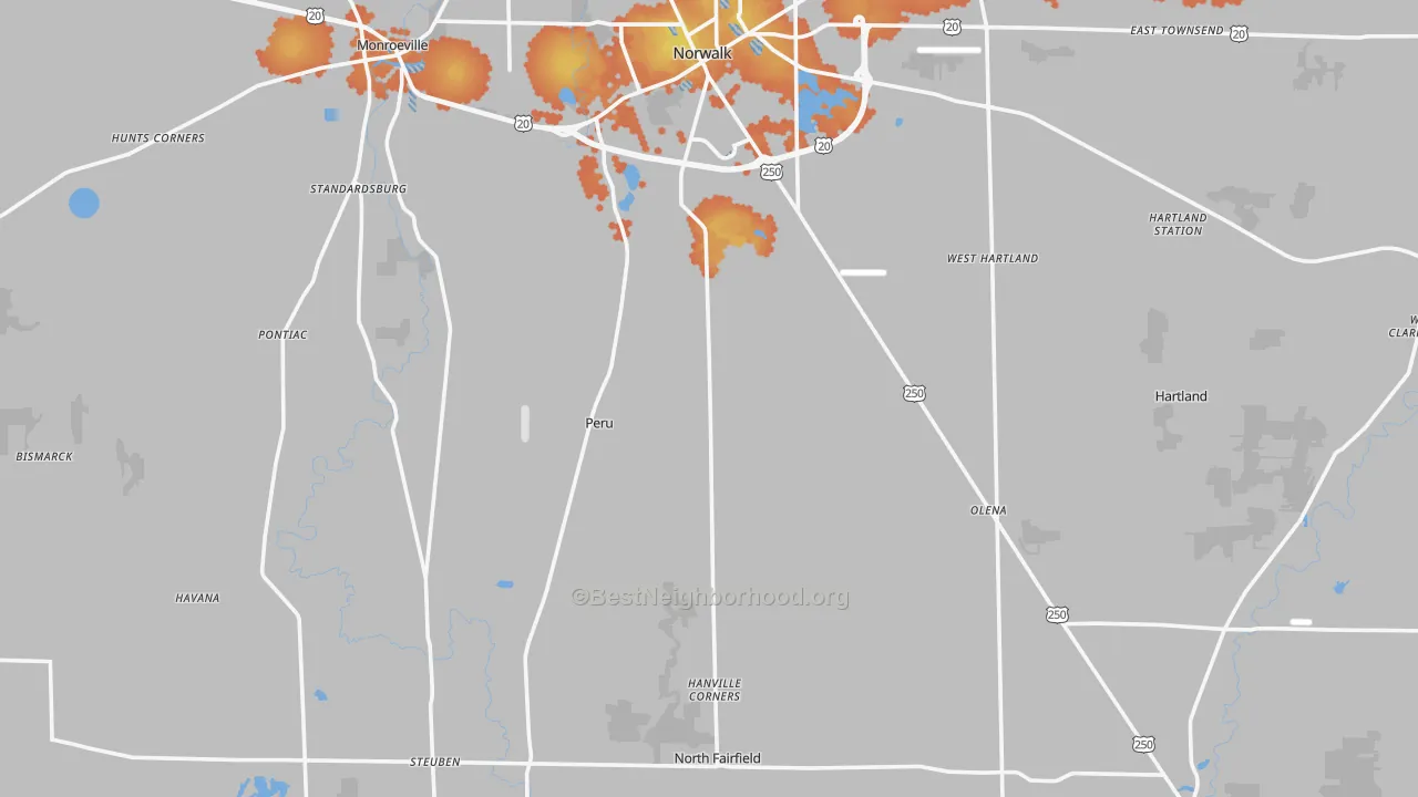 Bike Grade map of Huron County, OH