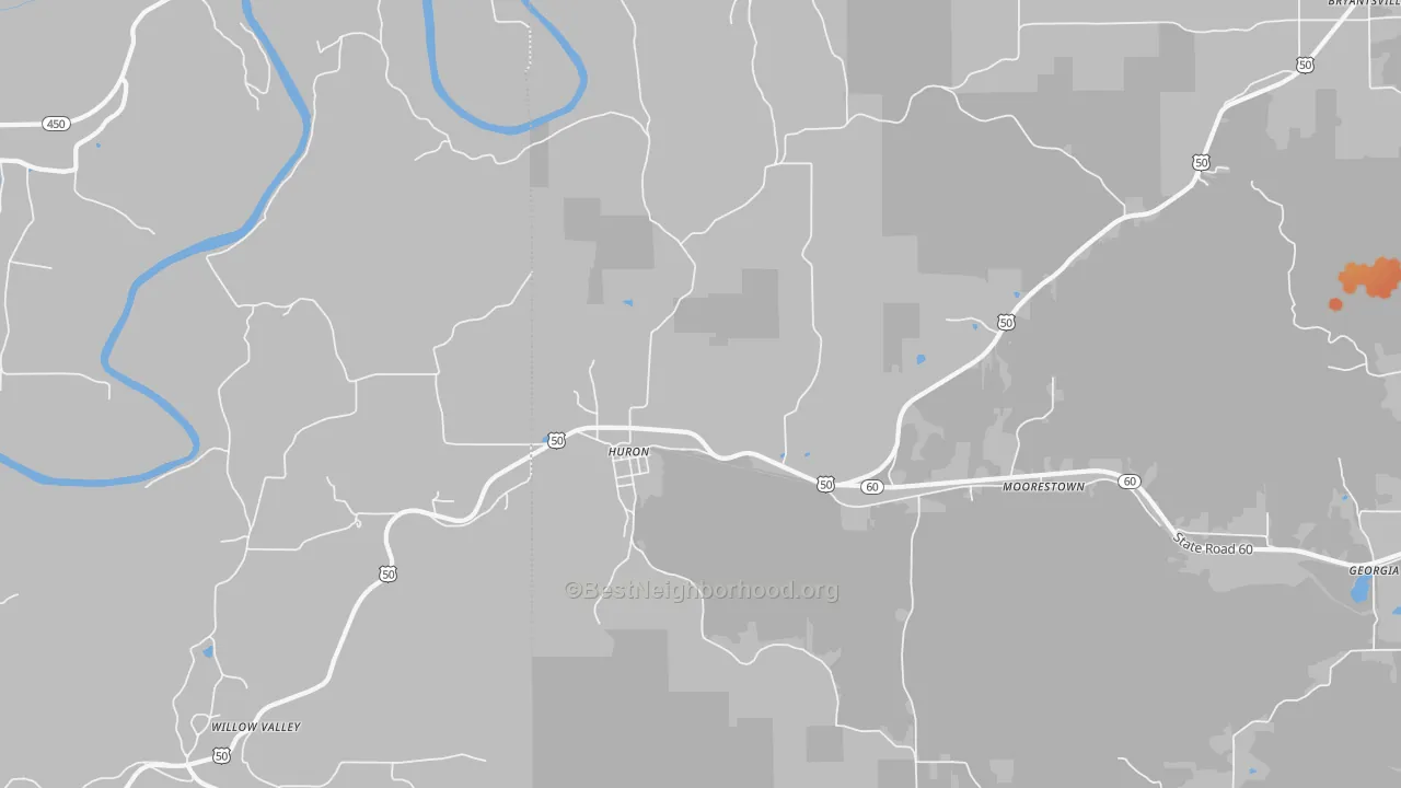 Bike Grade map of Huron, IN