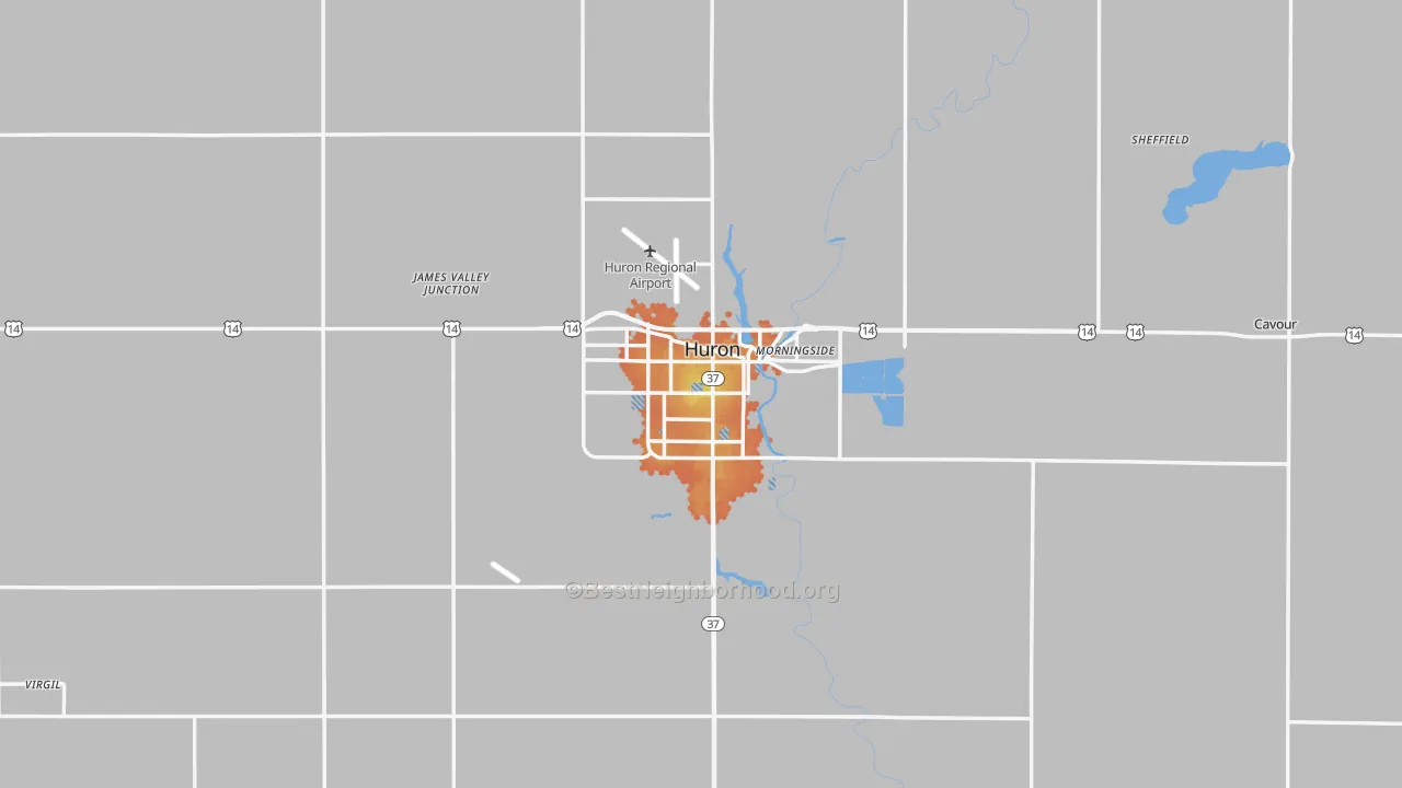 Bike Grade map of Huron, SD