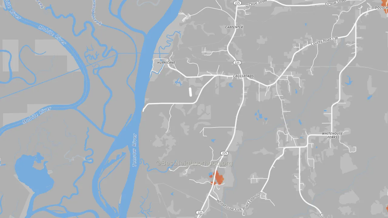 Bike Grade map of Hurricane, AL